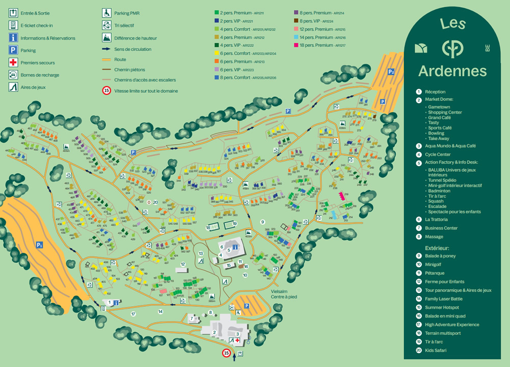 Plan du Center Parcs Les Ardennes