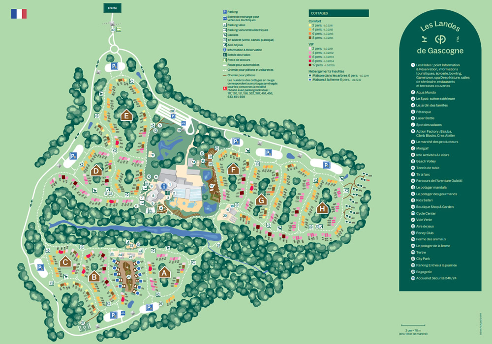 Plan du Center Parcs les Landes de Gascogne